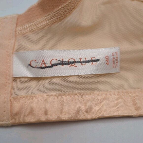 Cacique 44D Satin Full Coverage Bra Smooth Underwire Sugar Beige - Picture 8 of 10